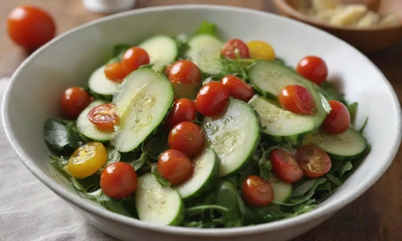 Miel dorada y ensalada fresca iluminadas
