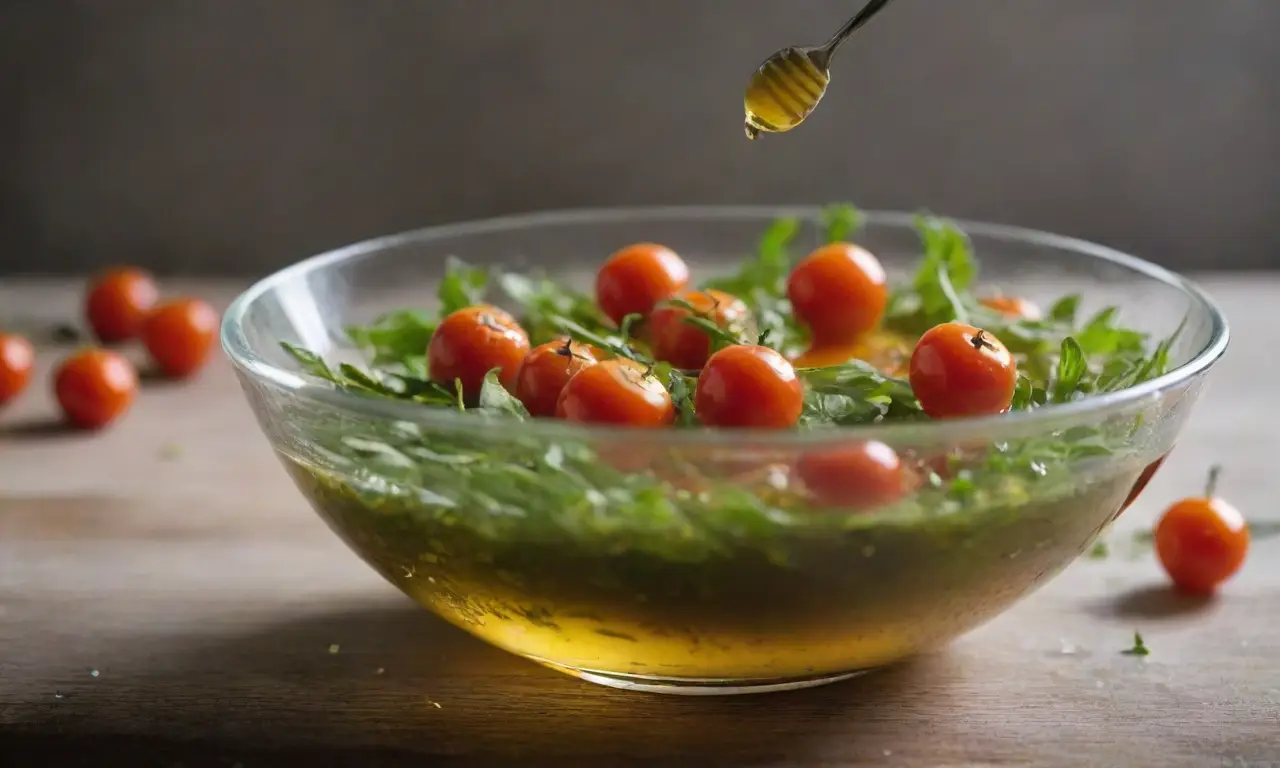 Ensalada fresca con aderezo de miel y ajo