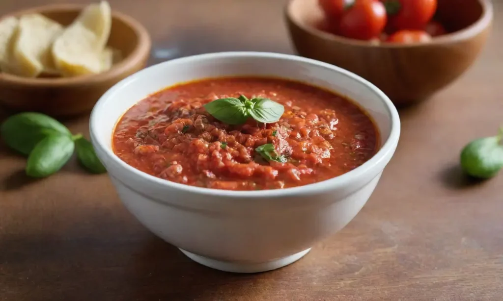 Bowl de salsa arrabbiata vibrante y apetitoso
