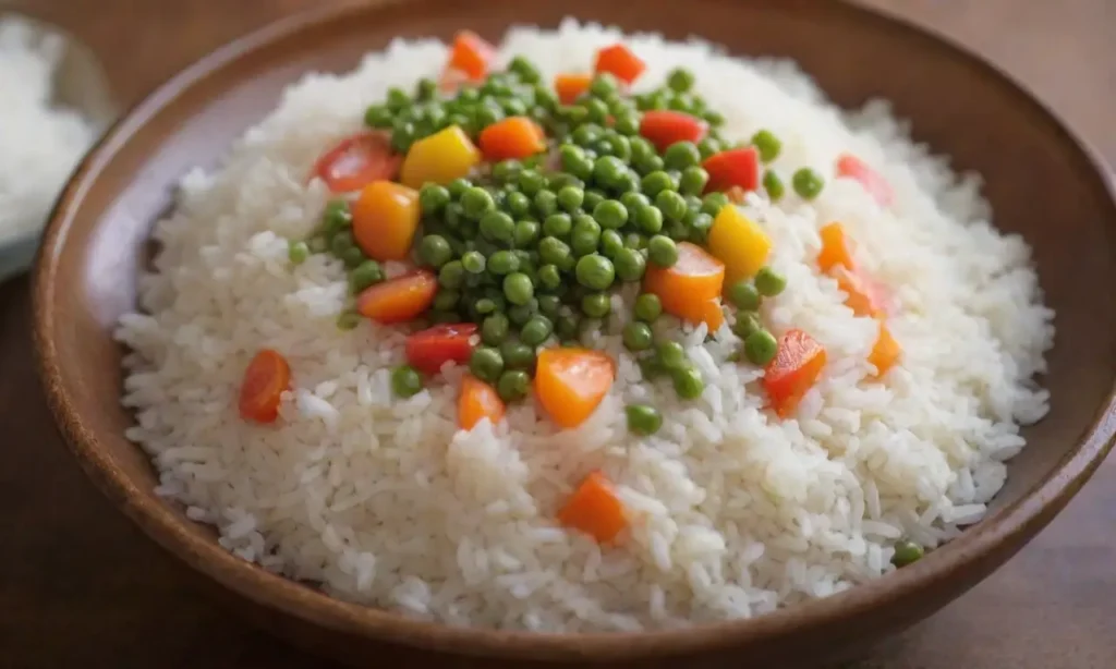 Arroz a la jardinera colorido y apetitoso