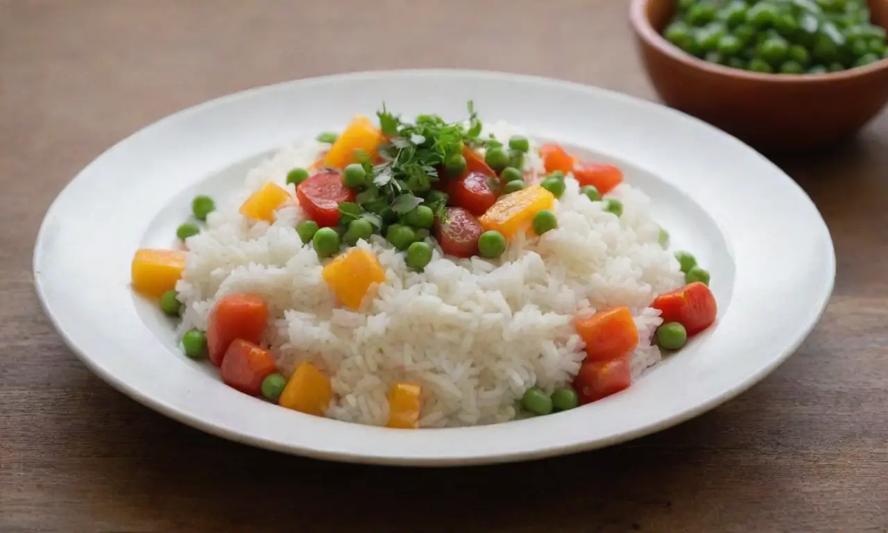 Arroz a la jardinera colorido y acogedor