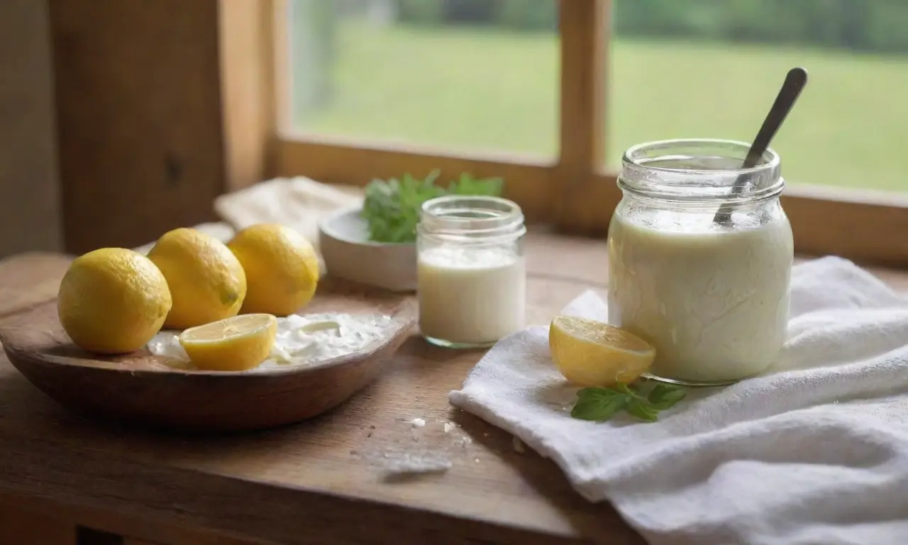 Encimera de cocina con ingredientes y luz natural