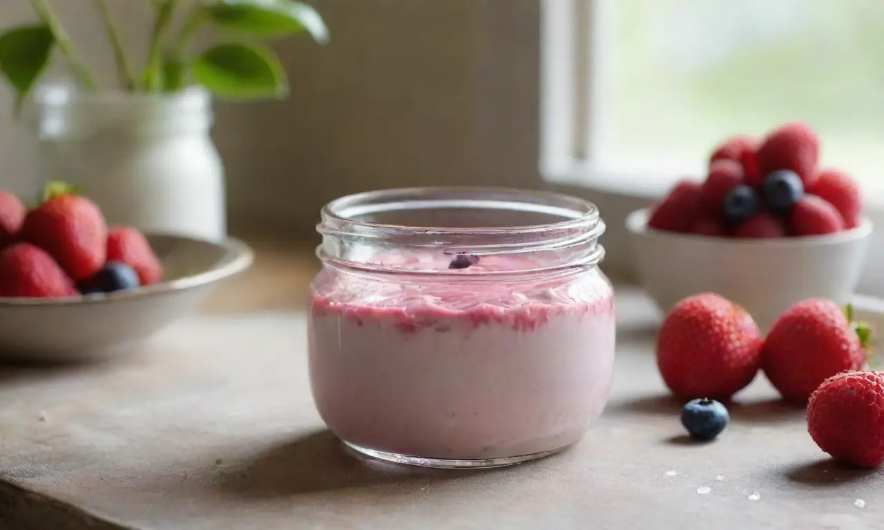 Yogur con frutas en un entorno acogedor