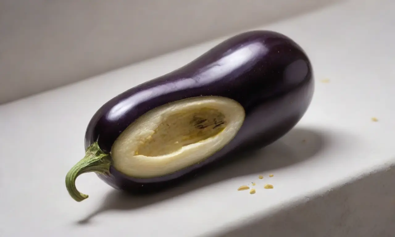 Berenjena fresca destaca en luz suave