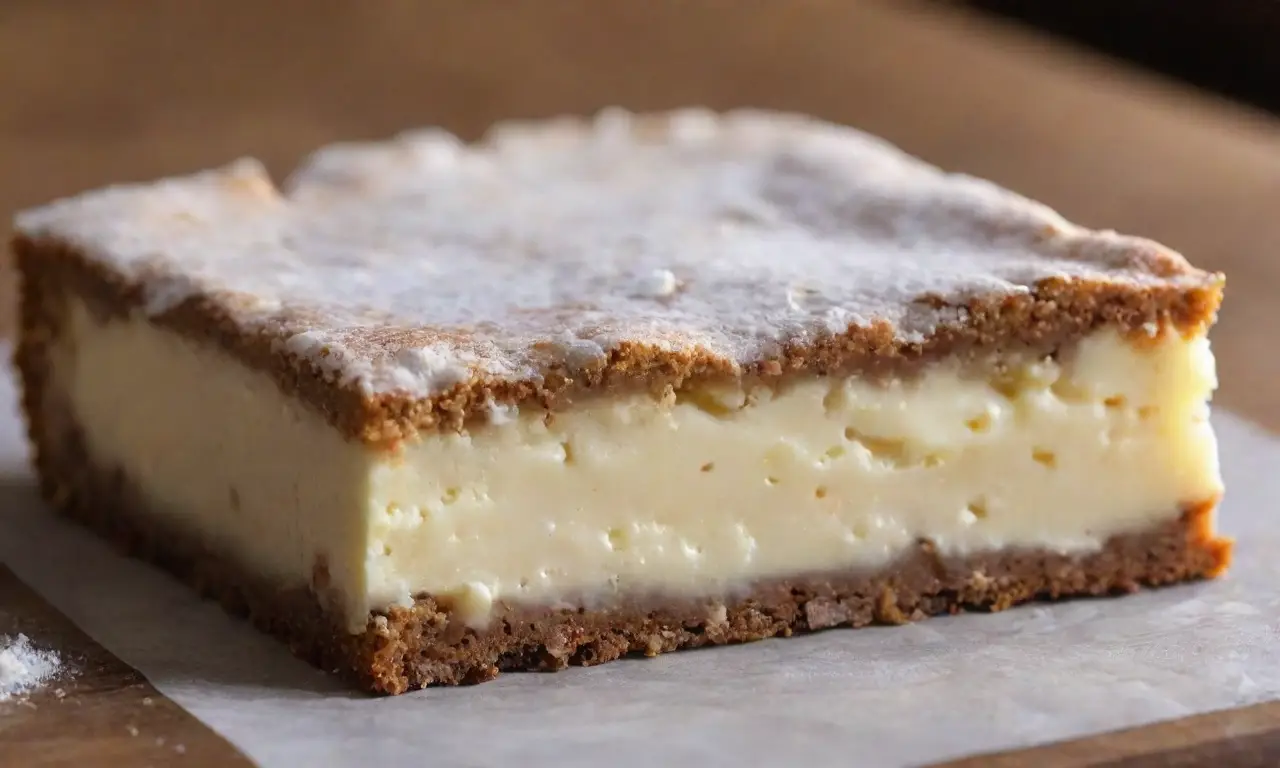 Brownie de chocolate blanco recién horneado