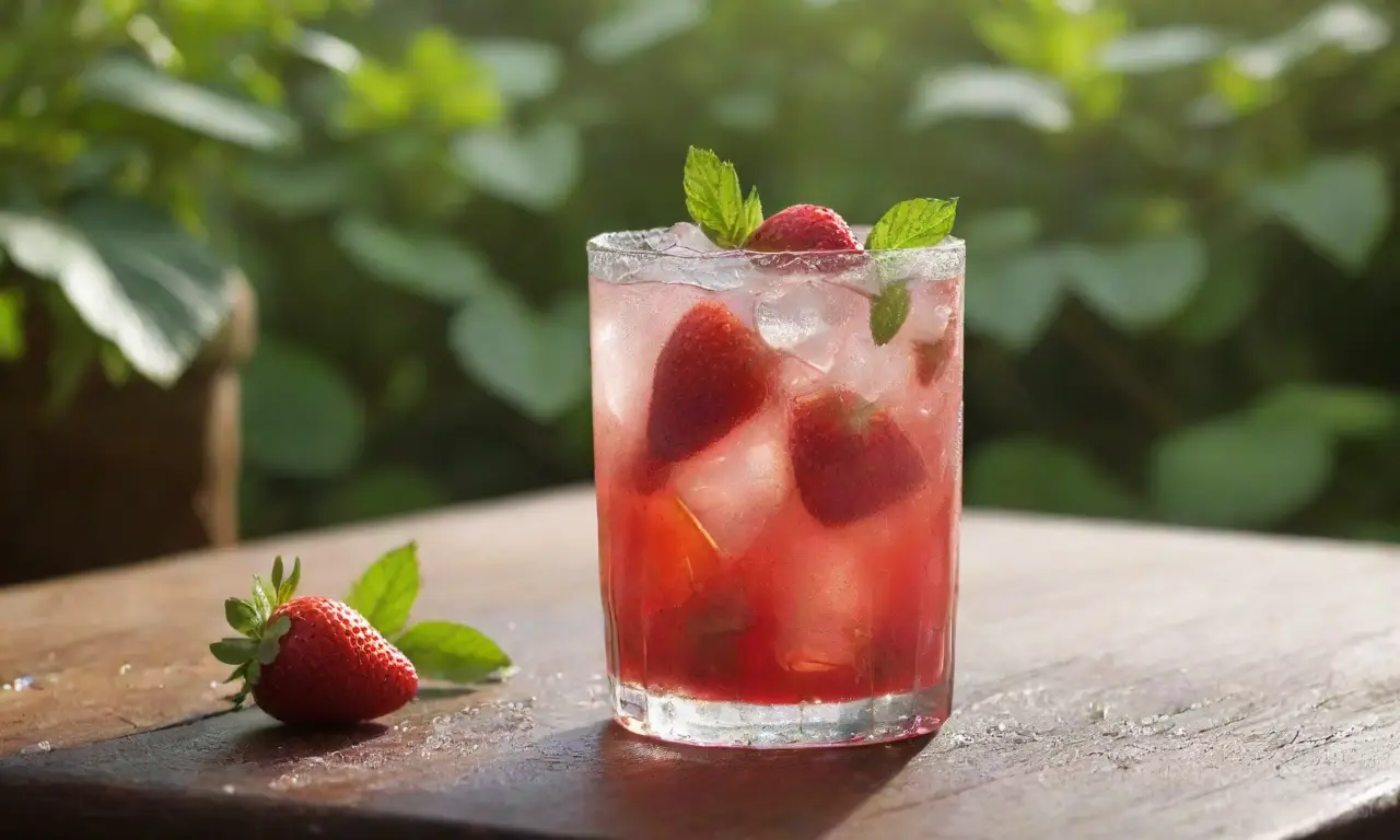 Caipirinha de fresa refrescante en un vaso