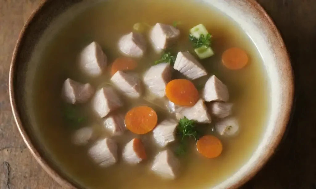 Caldo de pollo en mal estado y descuidado