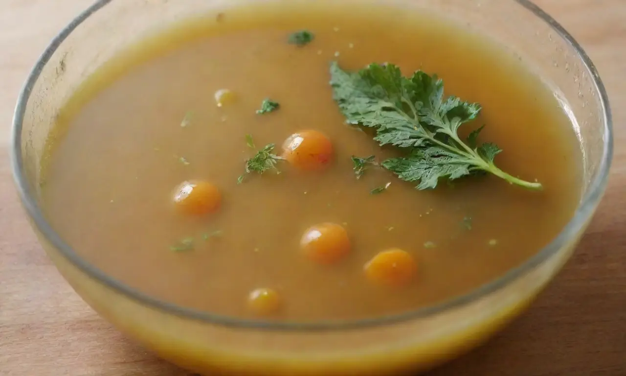 Sopa vieja y turbia en un tazón