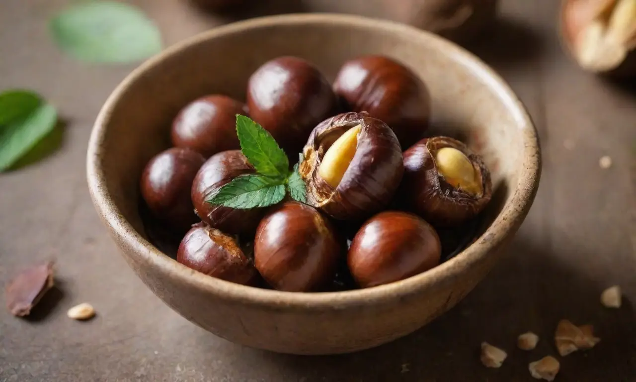 Castañas asadas con chocolate y menta