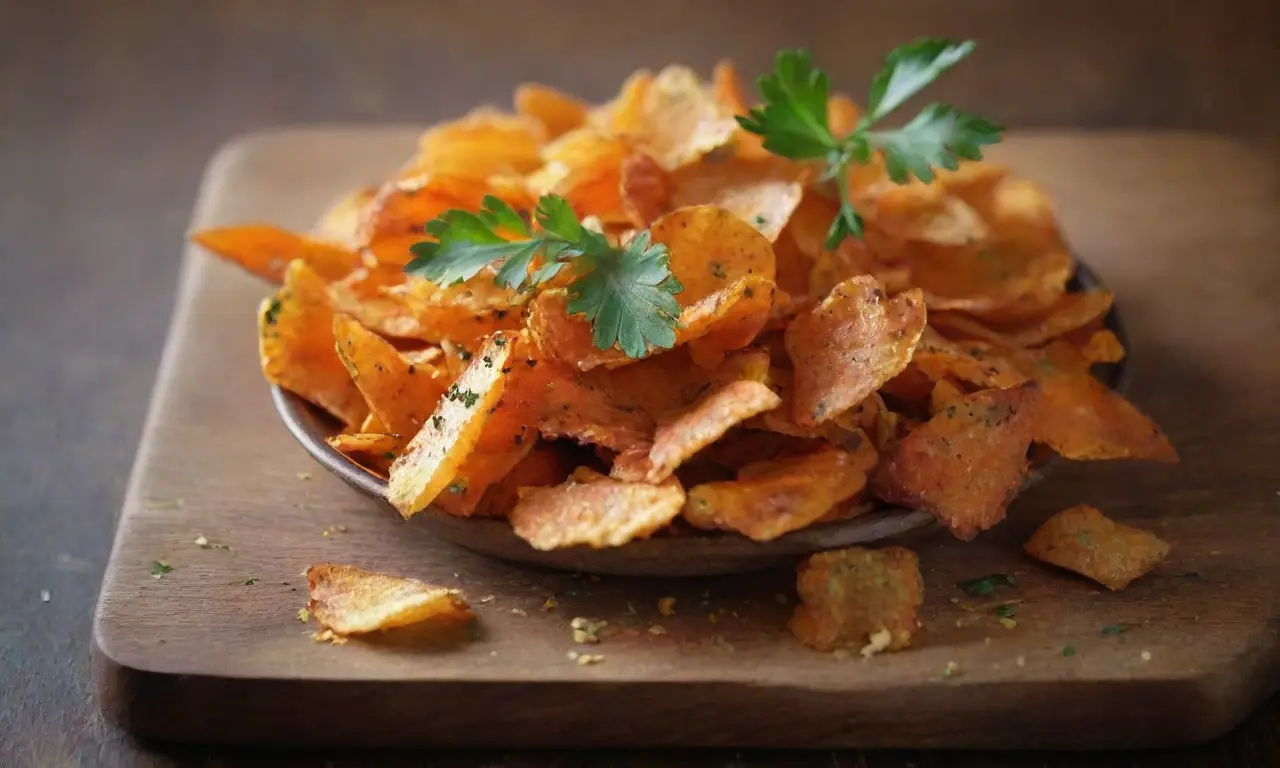 Chips de zanahoria doradas con salsa fresca