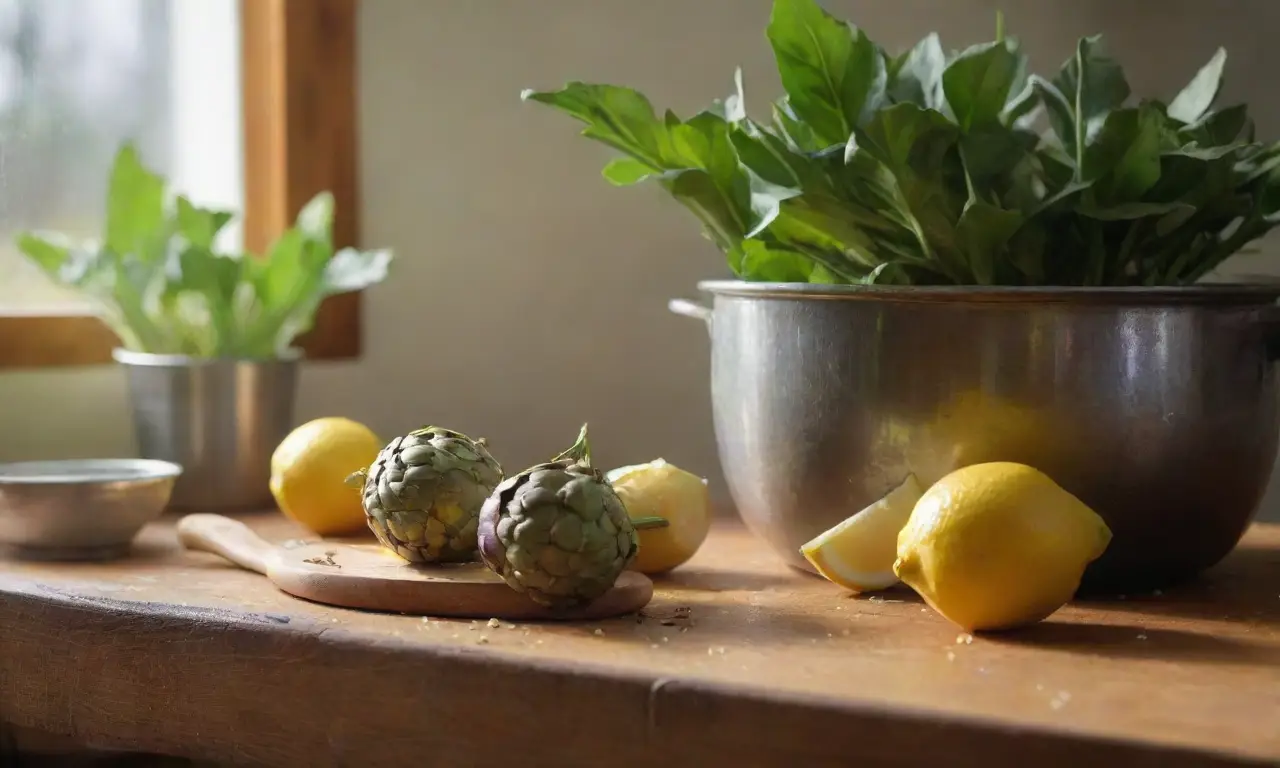 Encantadora cocina con artichoke y limón
