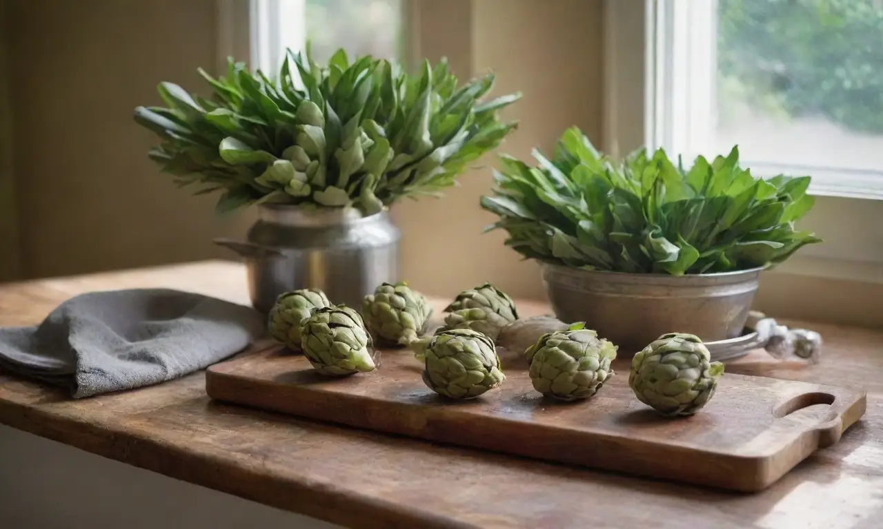 Cocina rústica con ingredientes frescos y luz