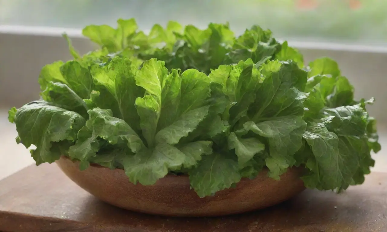 Lechuga fresca y brillante en cocina acogedora