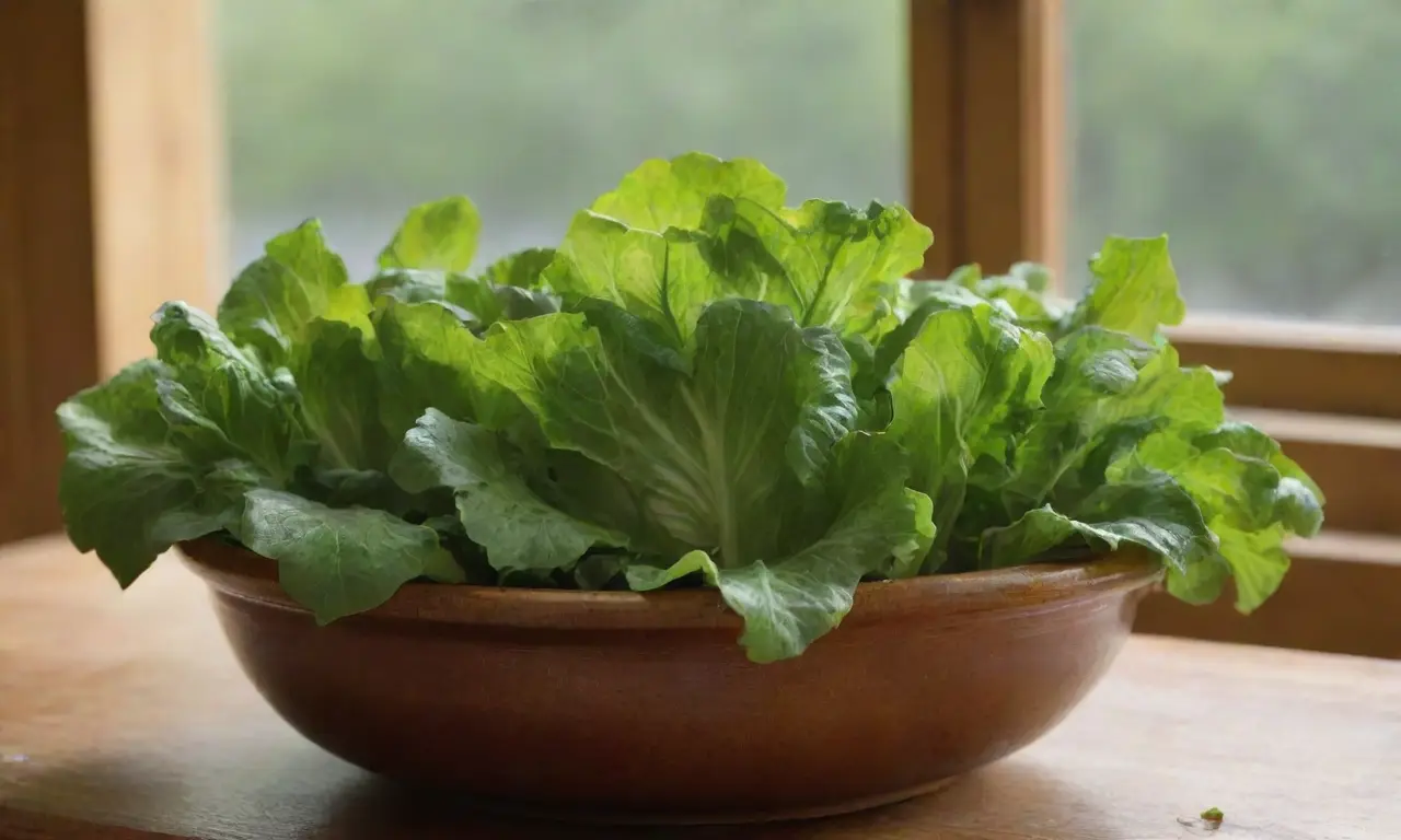 Lechuga fresca en un ambiente cálido y acogedor