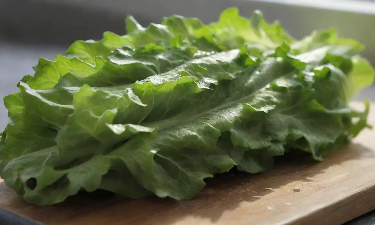 Encimera brillante con lechuga fresca y luz