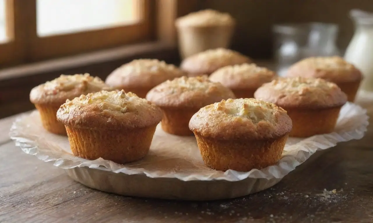 Muffins dorados y esponjosos en un ambiente acogedor