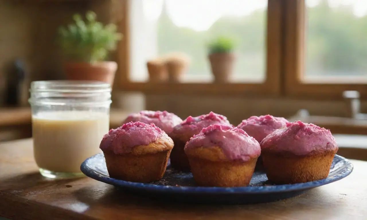 Muffins frescos en una cálida cocina rústica