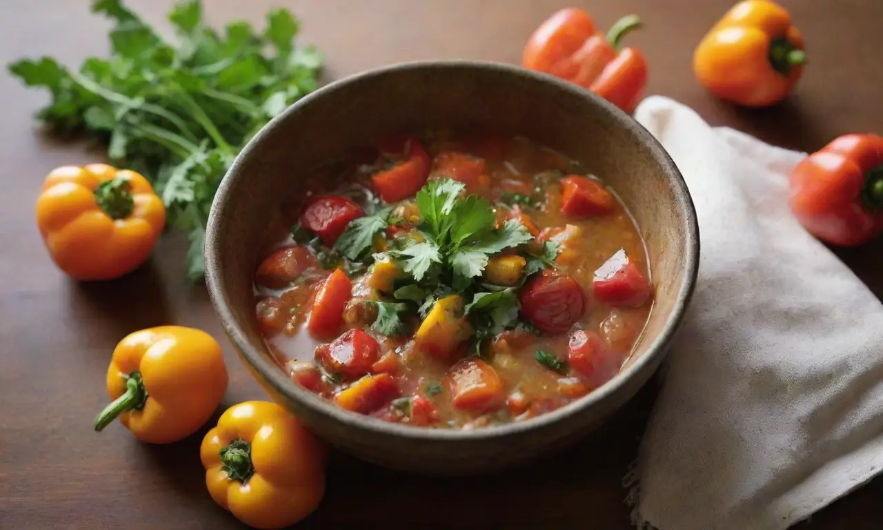 Mesa rústica con ingredientes frescos y cálidos