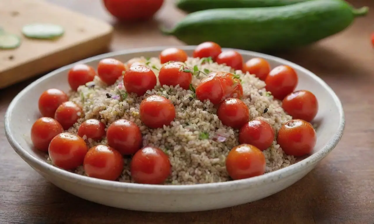 Ingredientes frescos en una tabla de madera