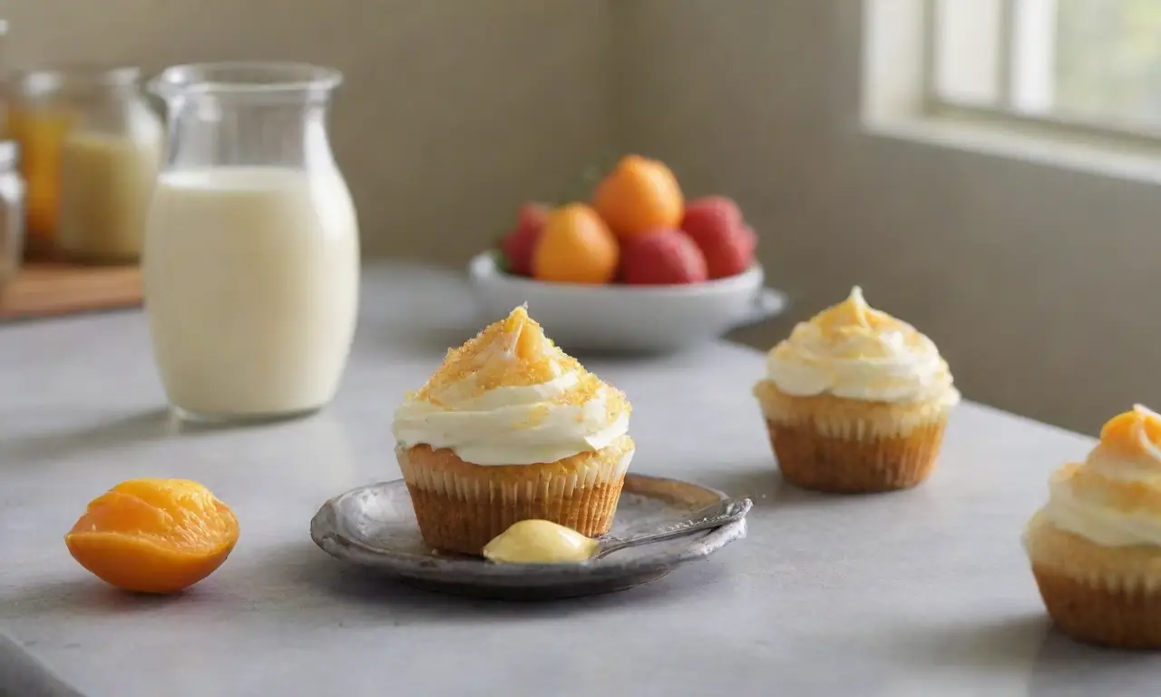 Cocina luminosa con ingredientes para repostería