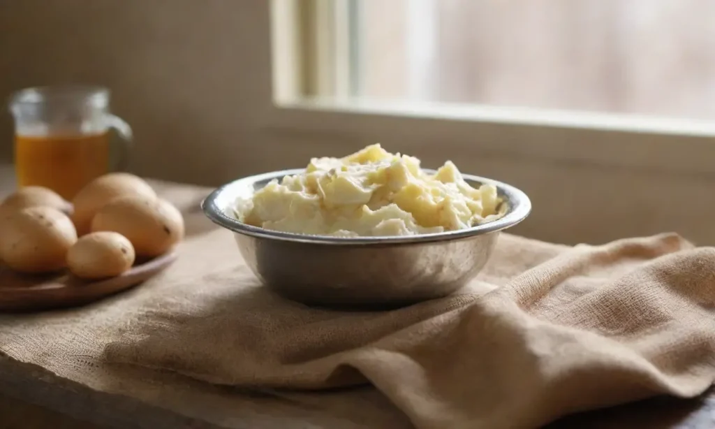 Cocina acogedora con ingredientes para puré