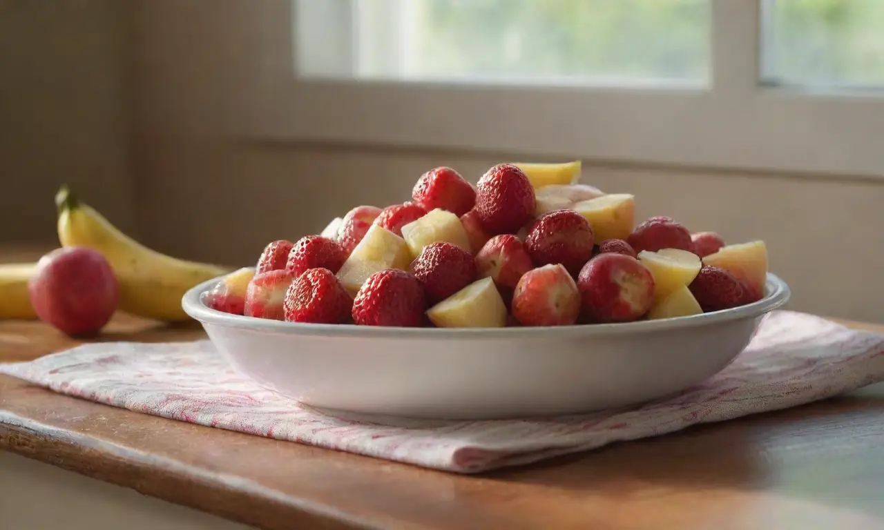 Frutas frescas y vibrantes en cocina iluminada
