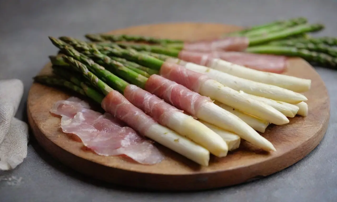 Espárragos blancos a la parrilla con prosciutto