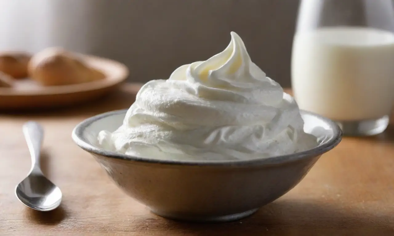 Tazón de crema batida evoca calidez casera