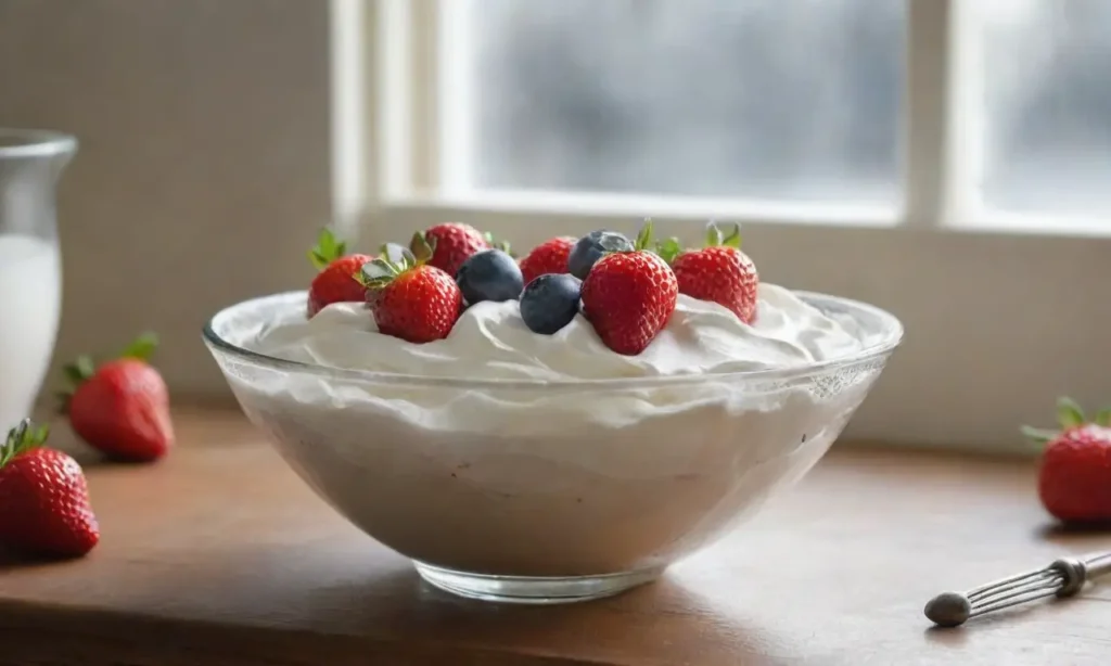 Tazón de crema con frutas en un hogar