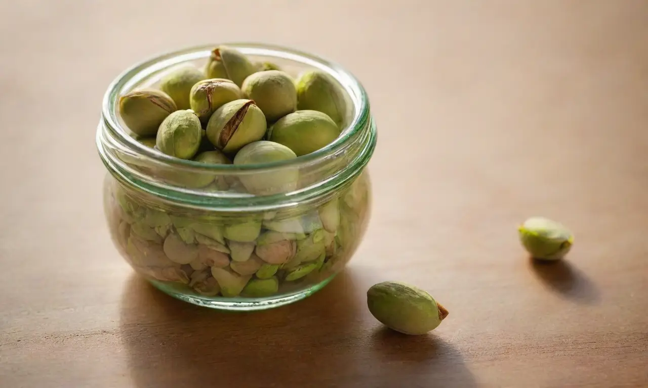 Tarro de crema de pistacho en mesa