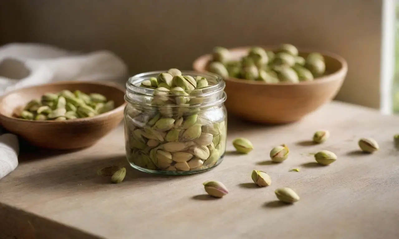 Mesa rústica con pistachos y crema