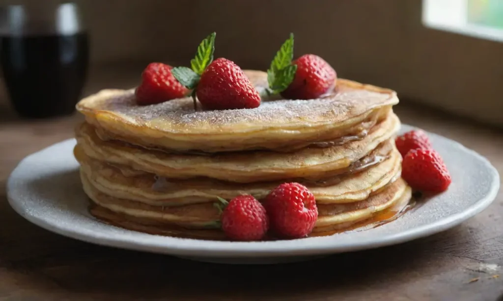Crepes doradas con fresas y chocolate