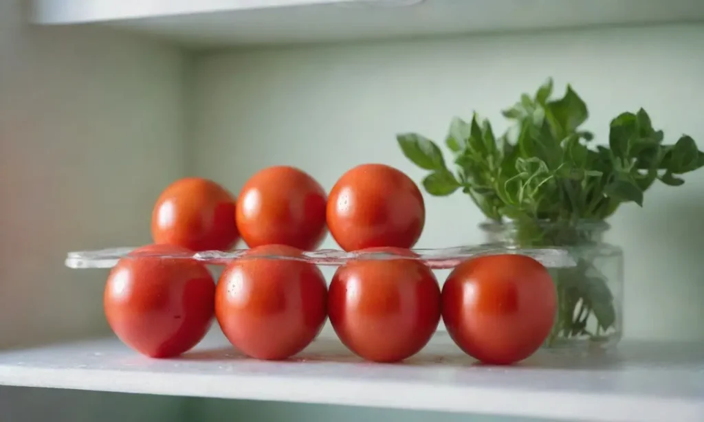 Refrigerador ordenado con alimentos frescos y luz