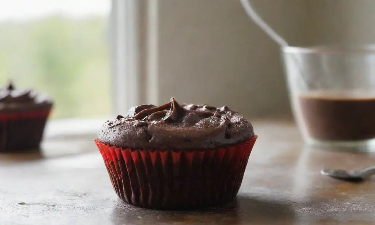 Cocina acogedora con chocolate y moldes rojos