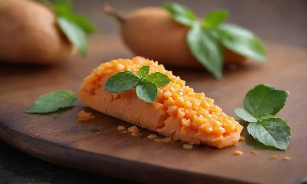 Deliciosa presentación de batata y queso