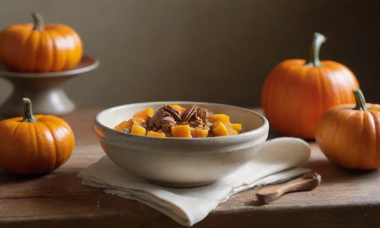 Escena cálida de cocina con calabaza
