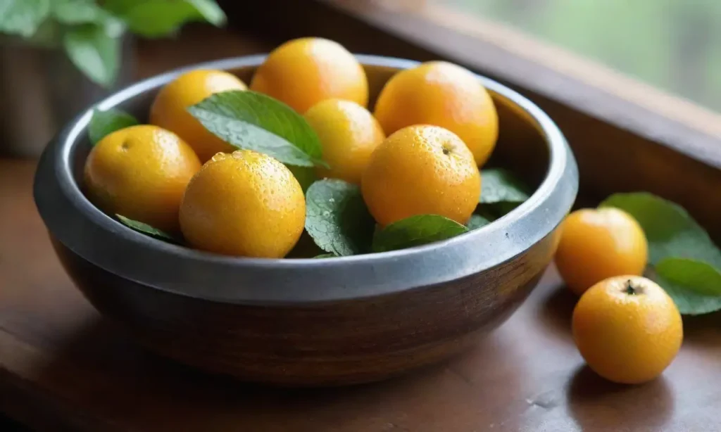 Frutas brillantes y jarabe burbujeante en luz suave