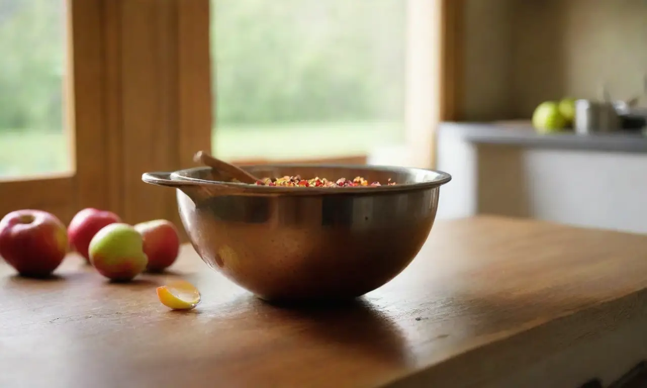 Cocina acogedora con manzanas y especias