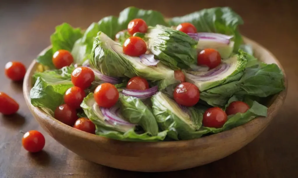 Ensalada fresca y colorida en tazón rústico
