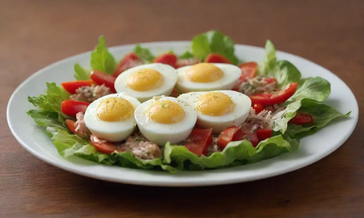 Ensalada colorida y artísticamente presentada