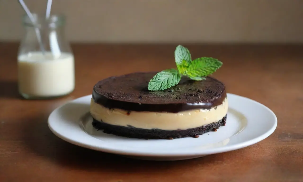 Flan de chocolate Oreo en un hermoso plato