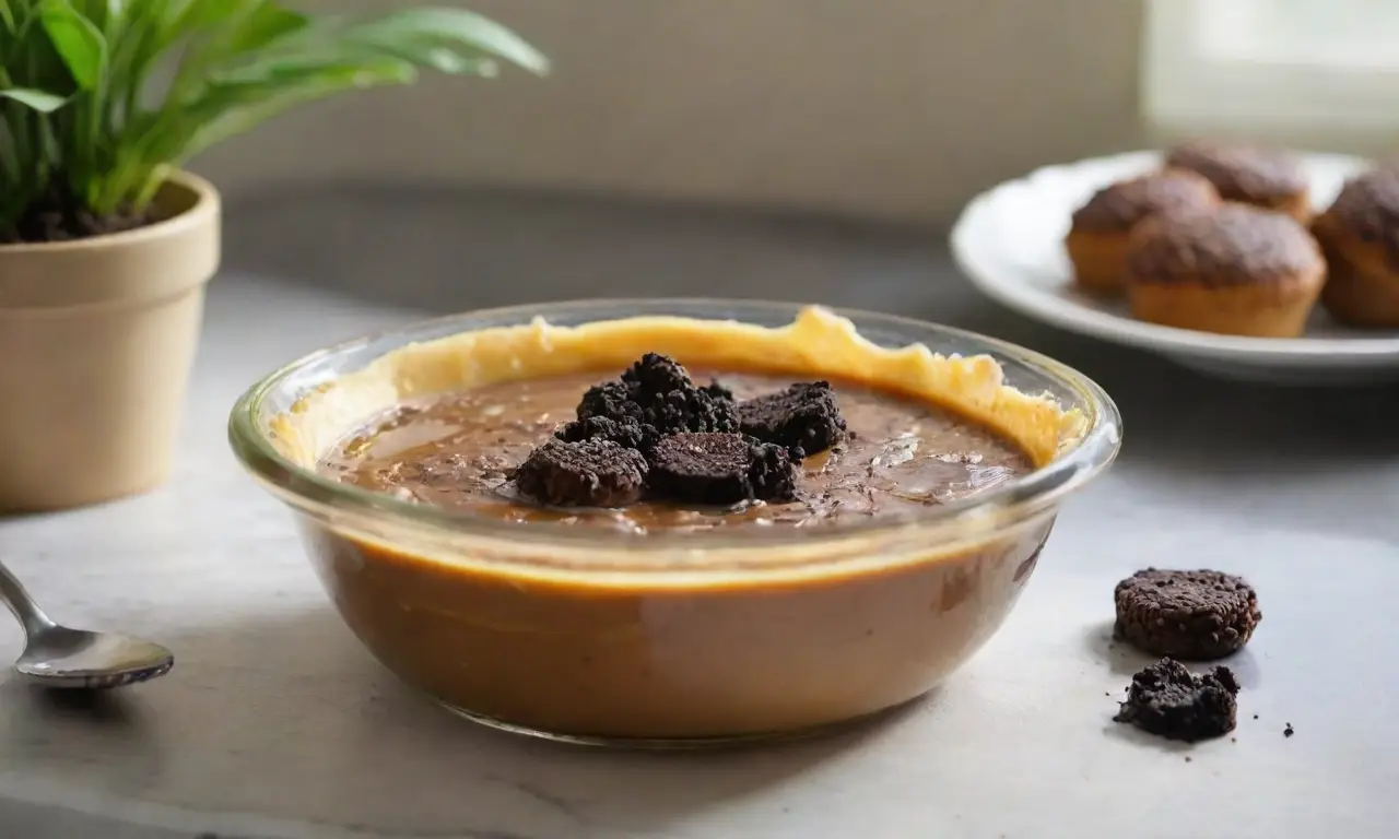 Cocina luminosa con flan y galletas Oreo