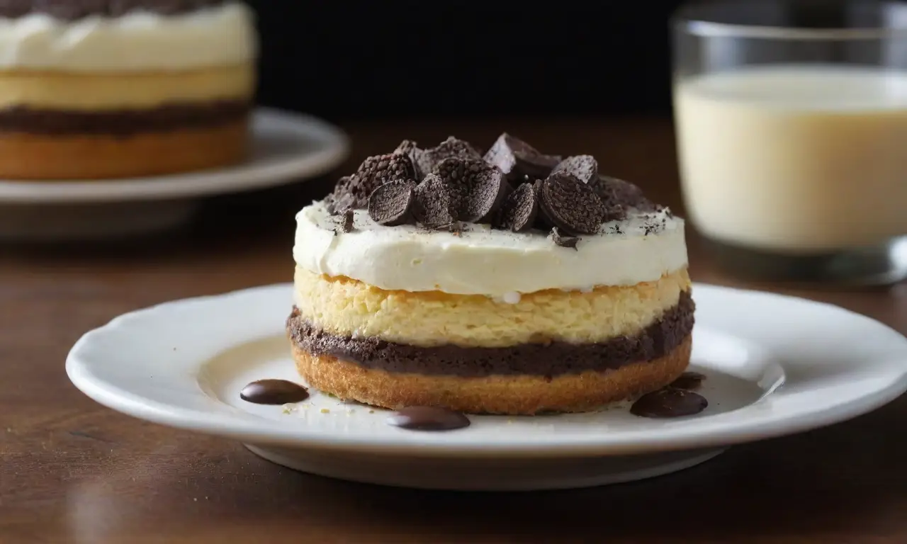 Postre de chocolate y vainilla, irresistible presentación