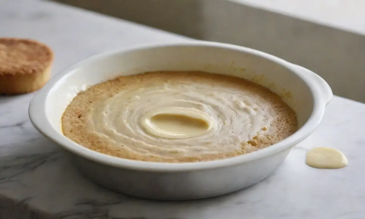 Bowl con mezcla amarilla y utensilios alrededor