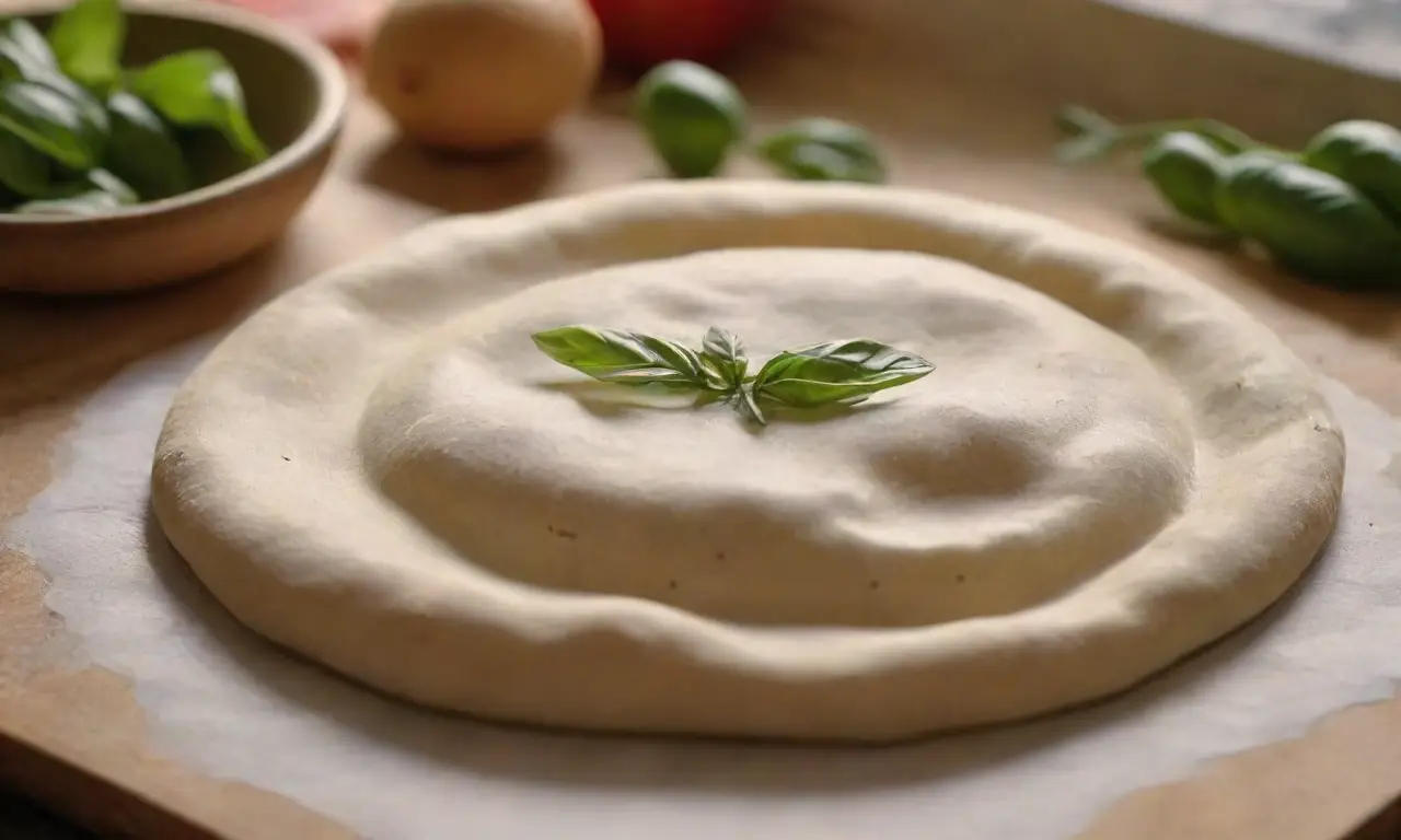Mesa de cocina lista para hacer pizza
