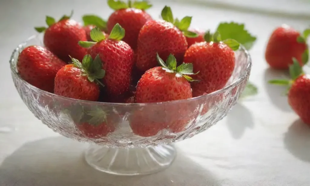 Fresas frescas en un bowl con miel