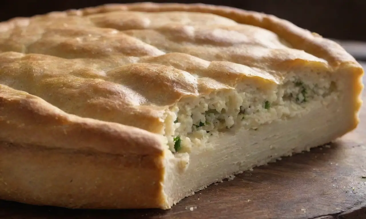 Deliciosa empanada dorada y acogedora