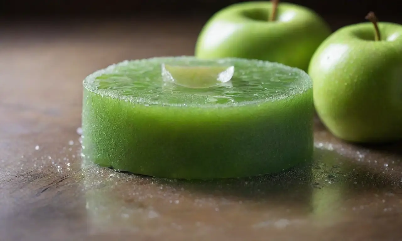 Gelatina de manzana verde brillante y fresca