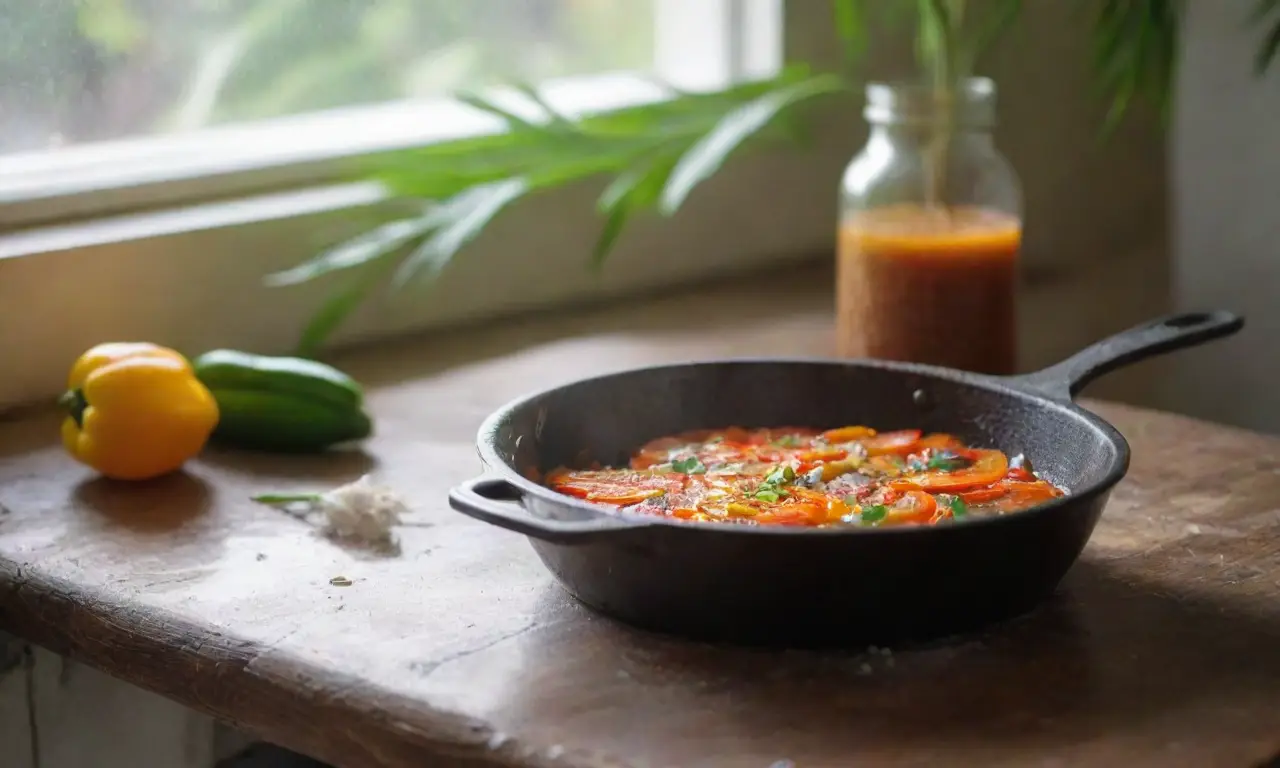 Cocina acogedora con ingredientes frescos y luz
