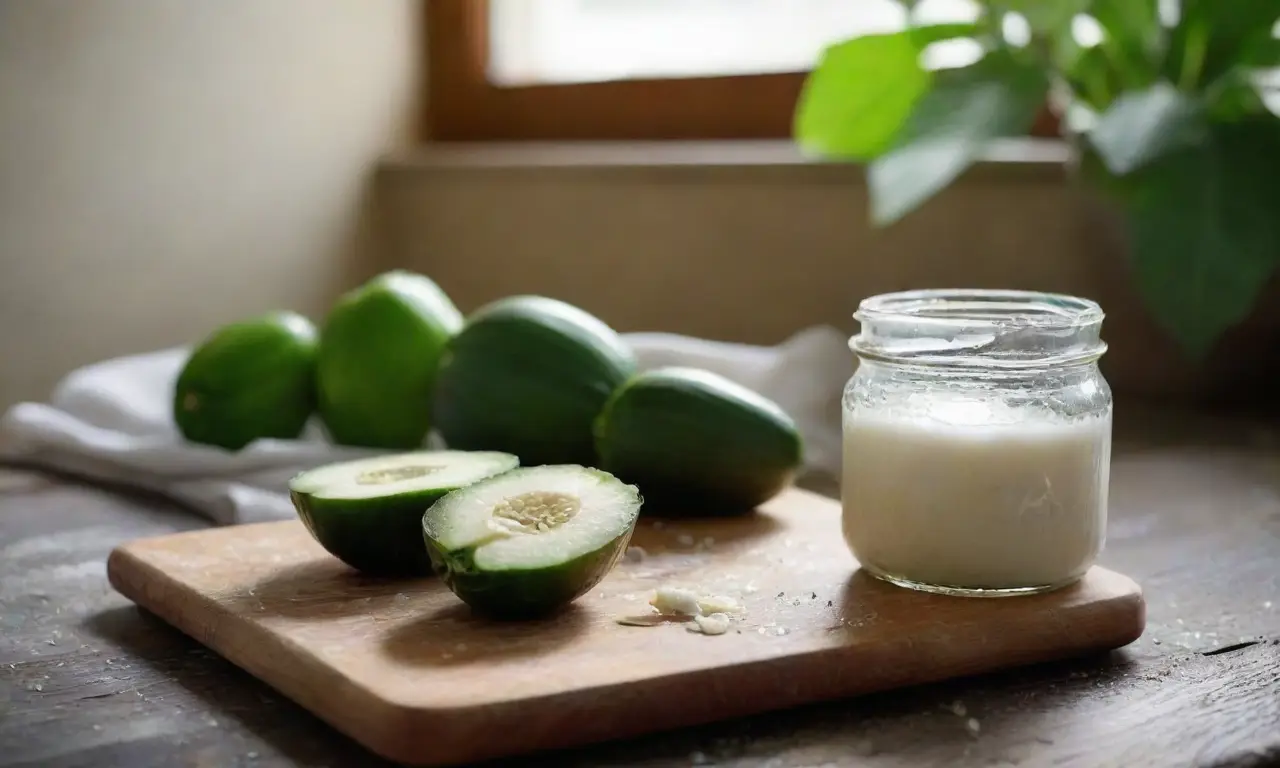 Mesa rústica con ingredientes frescos y luz